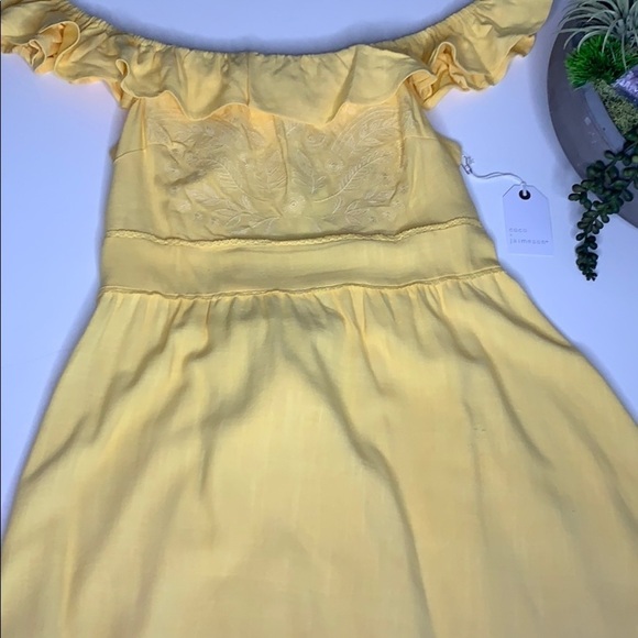 Sunflower yellow Embroidered boho Mini dress summer linen new with tags - Picture 3 of 13